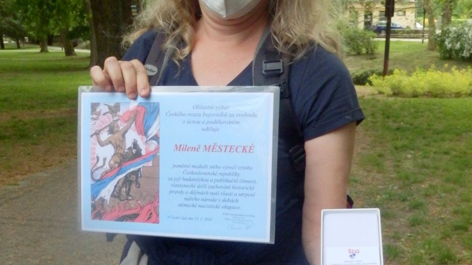 V Novém Boru obdržela medaili od ČSBS Česká Lípa