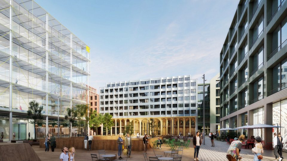 Pohled na nové náměstí v centrální části dostavby 4. kvadrantu, tým 20: Benthem Crouwel Architects (NL) + OVA (ČR)