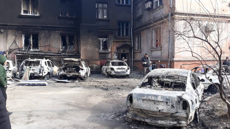 Vybombardovaný Mariupol