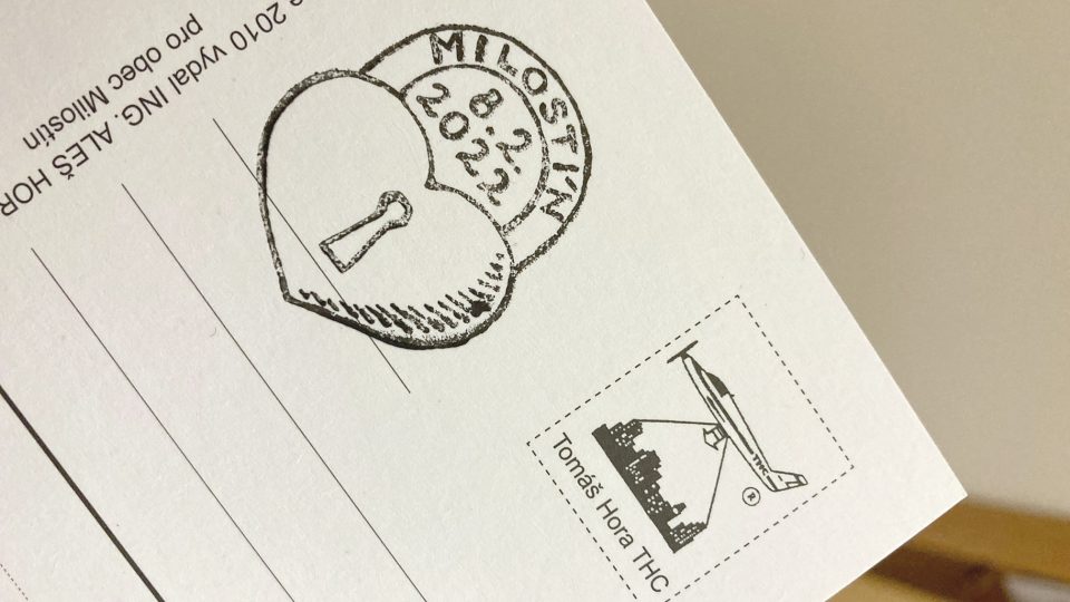 Valentýnské poštovní razítko 2022 v Milostíně na Rakovnicku